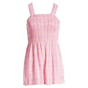 𝅺BP Women Bnwot Pink Dots Smocked Bodice Shorts Romper